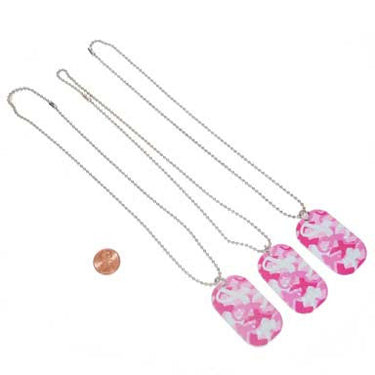 pink courage metal dog tags